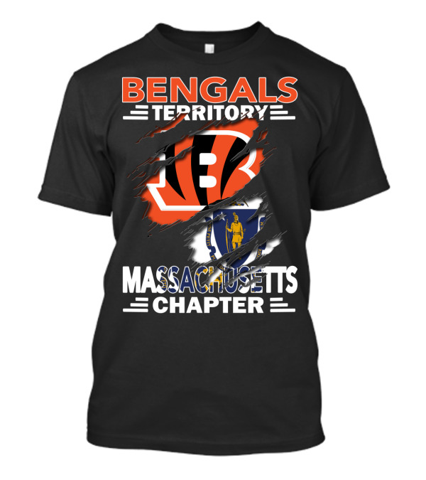 Bengals Territory Massachusetts Chapter Logo With Iconic Symbols T-Shirt