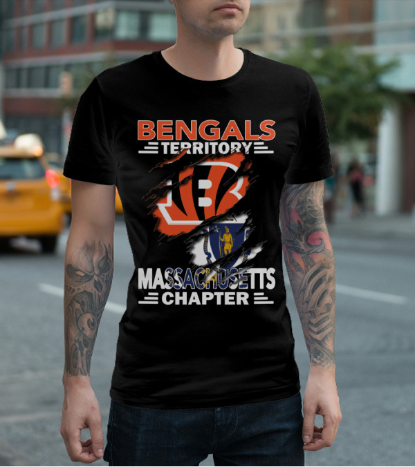 Bengals Territory Massachusetts Chapter Logo With Iconic Symbols T-Shirt