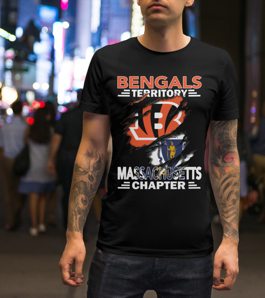 Bengals Territory Massachusetts Chapter Logo With Iconic Symbols T-Shirt