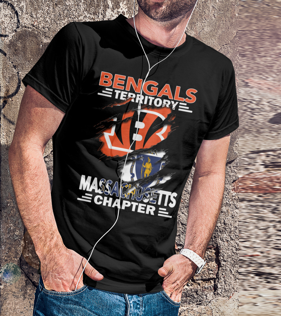 Bengals Territory Massachusetts Chapter Logo With Iconic Symbols T-Shirt