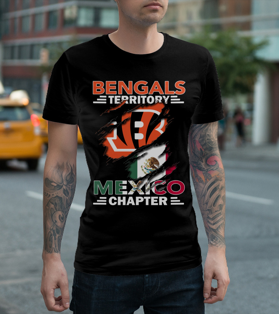 Bengals Territory Mexico Chapter NFL Logo With Mexican Flag Elements T-Shirt