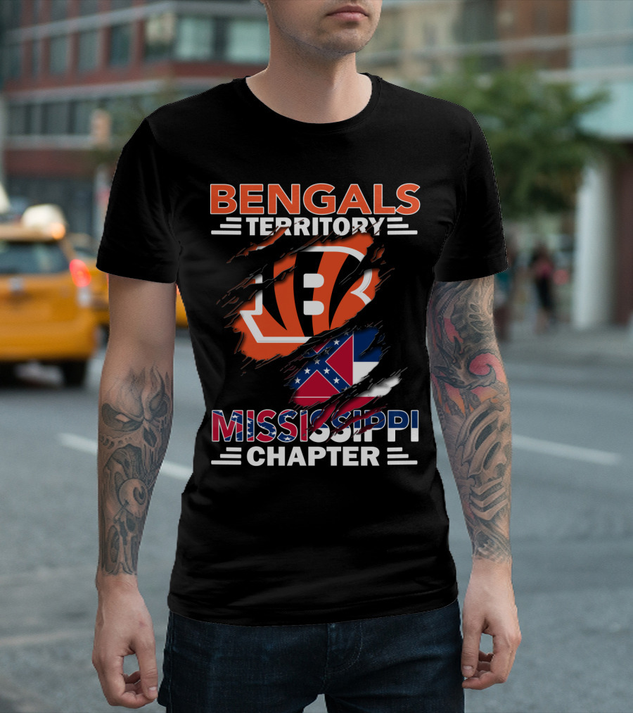 Bengals Territory Mississippi Chapter Bengals Logo Confederate Flag T-Shirt