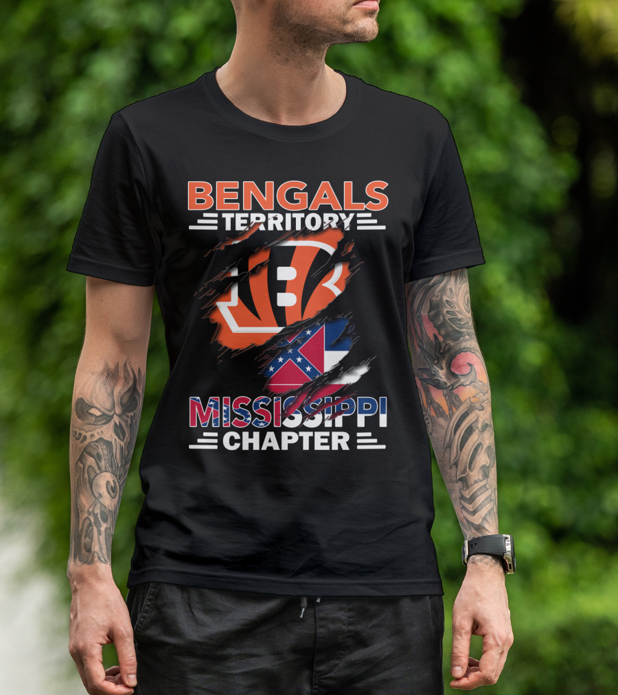 Bengals Territory Mississippi Chapter Bengals Logo Confederate Flag T-Shirt