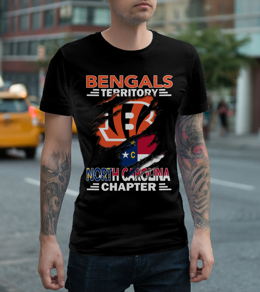 Bengals Territory North Carolina Chapter Flag and Logo Fusion T-Shirt