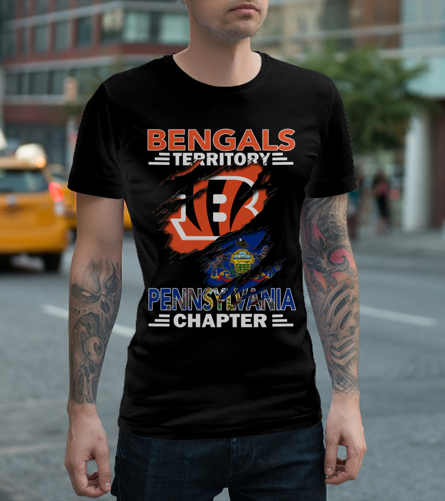 Bengals Territory Pennsylvania Chapter Logo with State Flag Elements T-Shirt