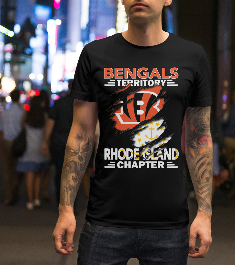 Bengals Territory Rhode Island Chapter Logo With State Flag Elements T-Shirt
