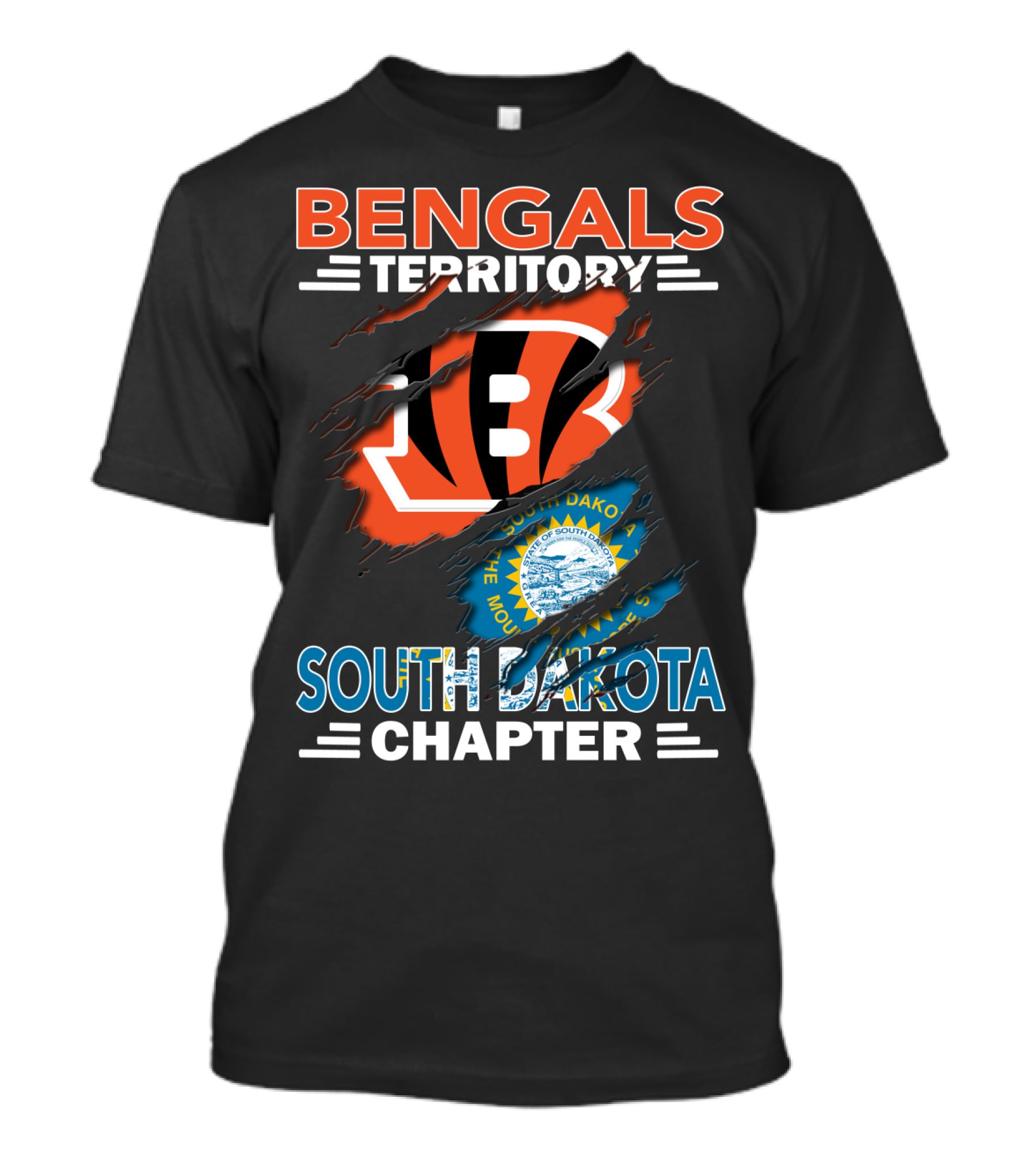 Bengals Territory South Dakota Chapter Fan Shirt With South Dakota Flag And Bengals T-Shirt