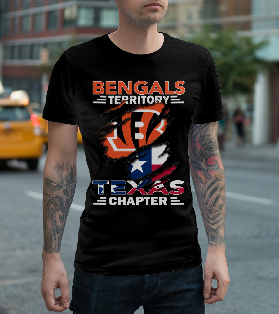 Bengals Territory Texas Chapter Cincinnati Bengals Logo With Texas Flag T-Shirt