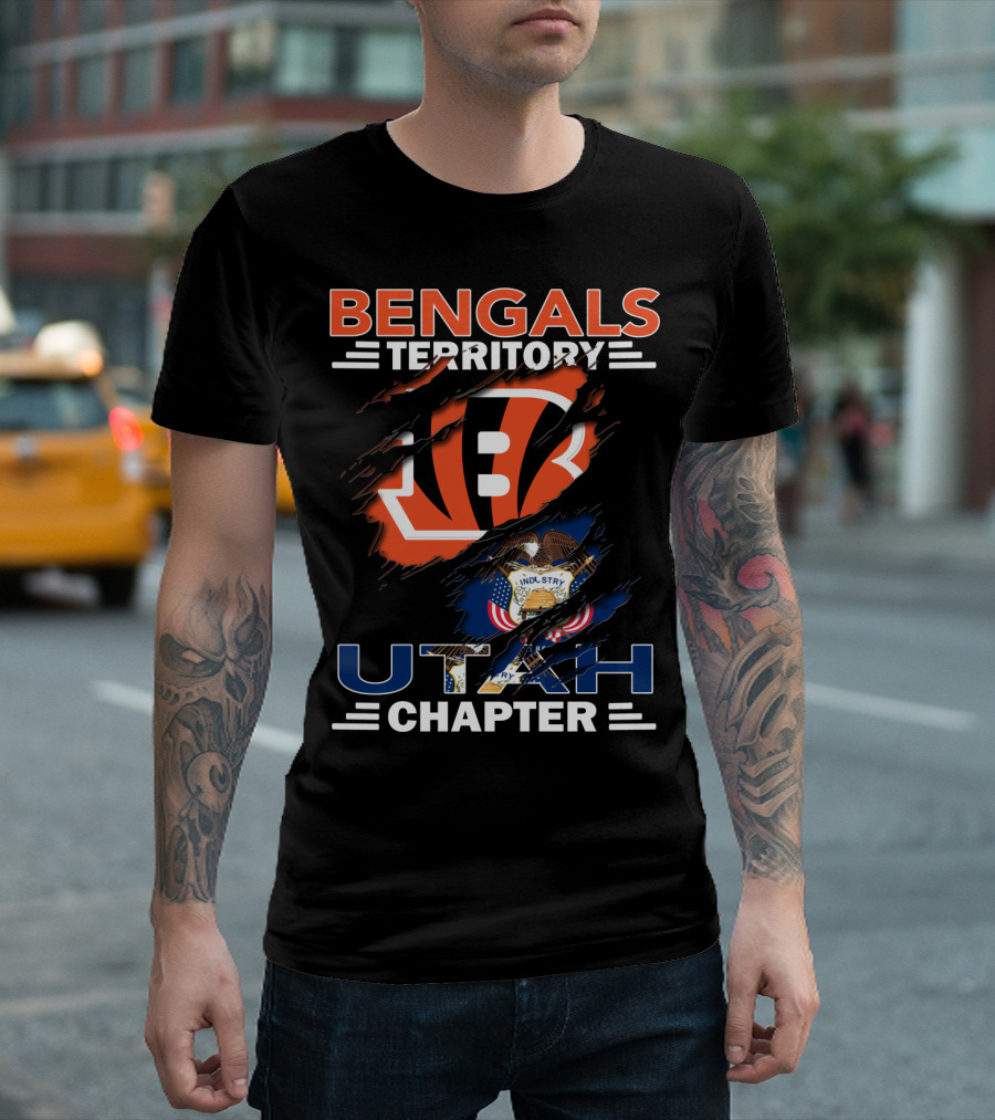Bengals Territory Utah Chapter Emblem with Cincinnati Logo and Utah State T-Shirt
