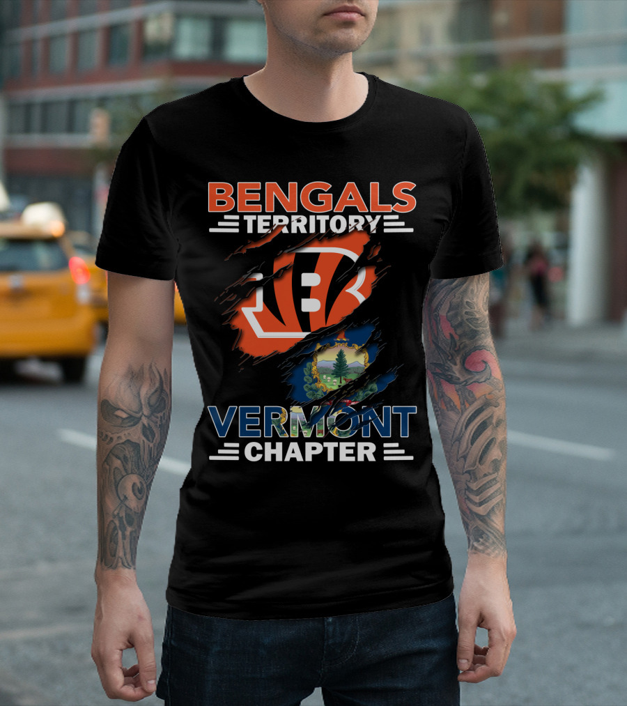 Bengals Territory Vermont Chapter Football Logo And State Flag T-Shirt
