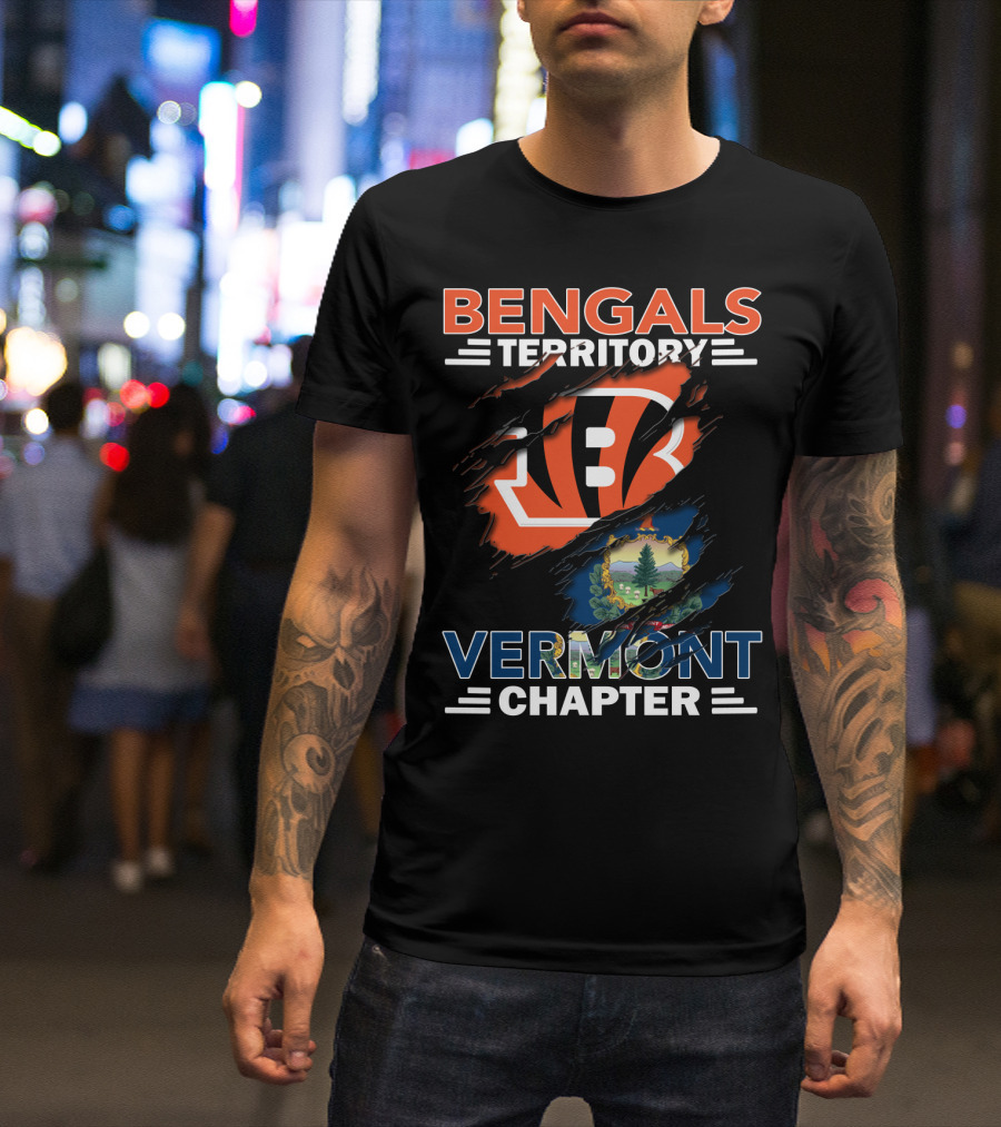 Bengals Territory Vermont Chapter Football Logo And State Flag T-Shirt