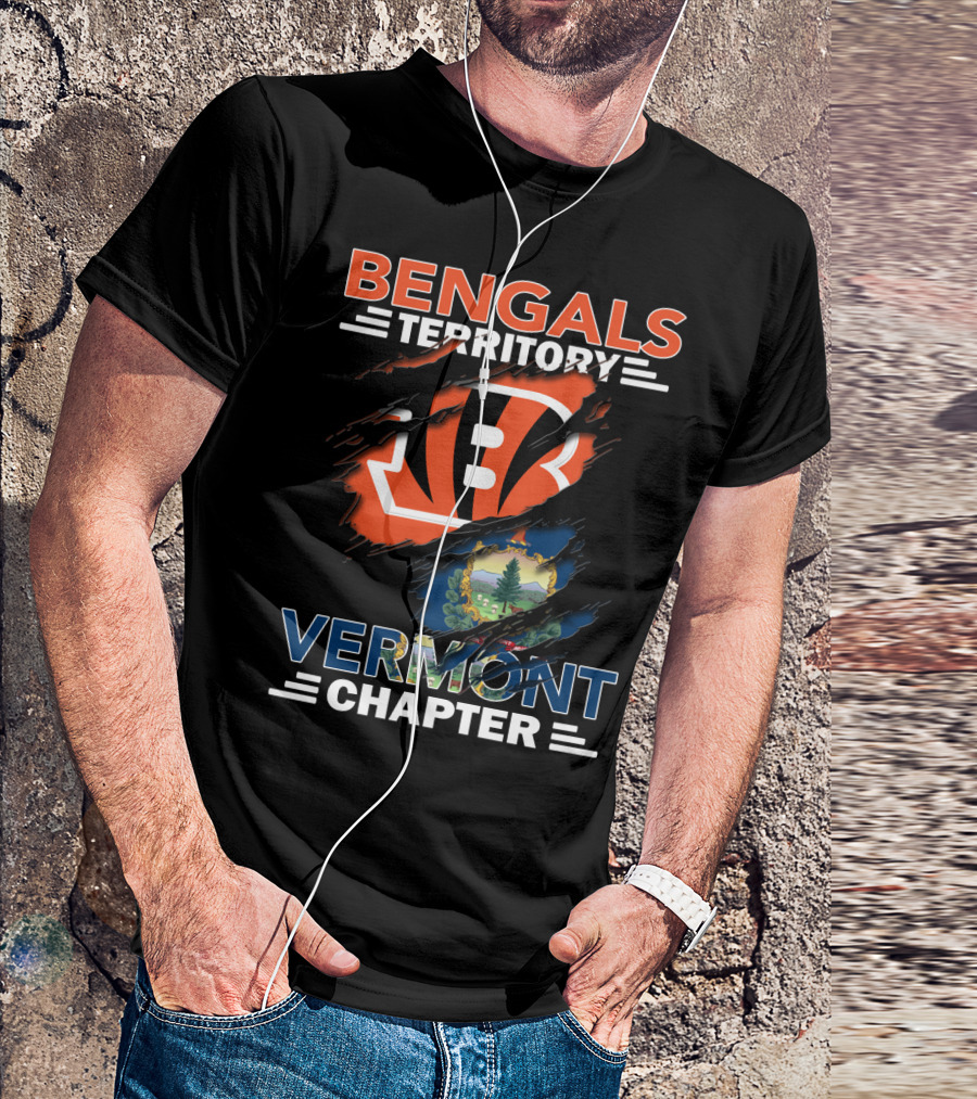 Bengals Territory Vermont Chapter Football Logo And State Flag T-Shirt