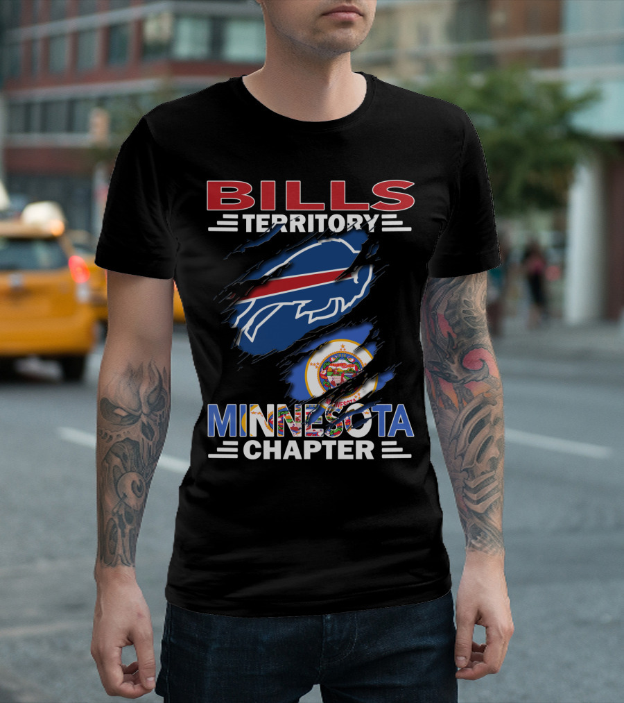 Bills Territory Minnesota Chapter Buffalo Logo and Minnesota State Flag T-Shirt