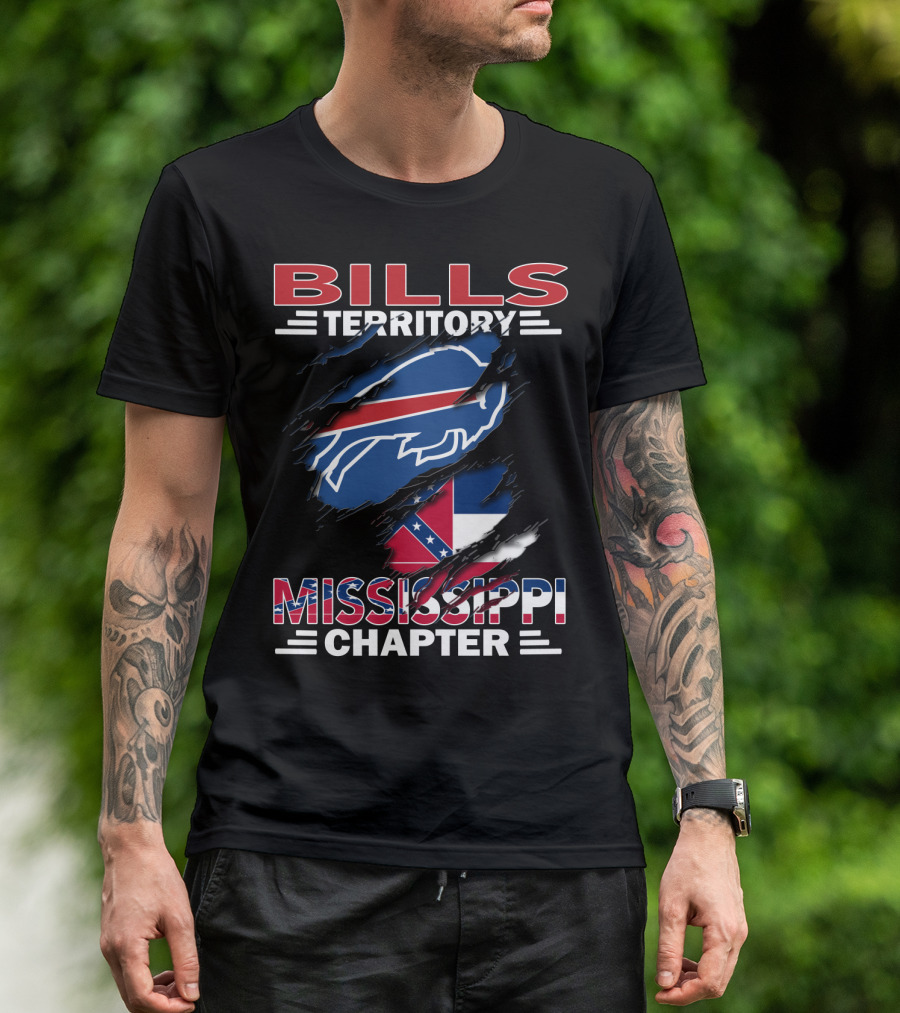 Bills Territory Mississippi Chapter Blue Buffalo Red White Flag T-Shirt