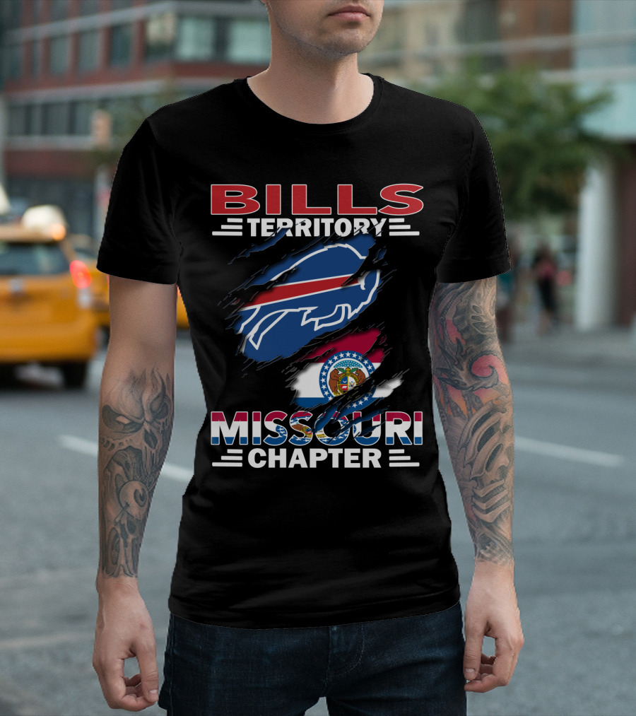 Bills Territory Missouri Chapter Buffalo Logo With State Flag T-Shirt