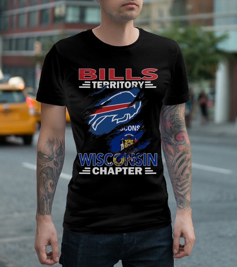 Bills Territory Wisconsin Chapter Logo with Wisconsin Flag Background T-Shirt