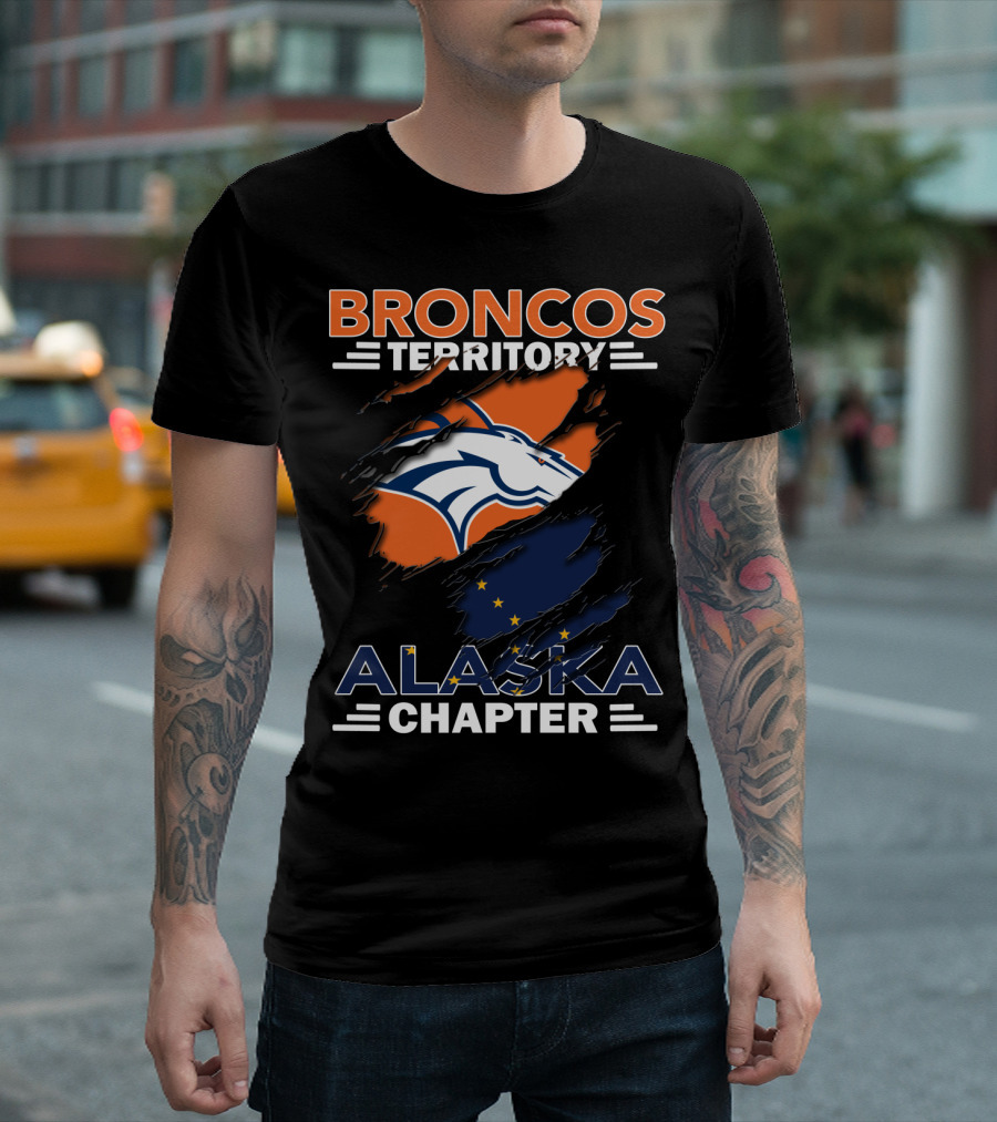 Broncos Territory Alaska Chapter with Iconic Horse Logo and Alaska Flag Elements T-Shirt