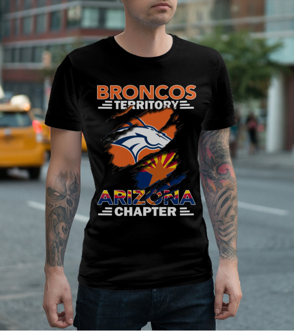Broncos Territory Arizona Chapter Denver Football Fan Club Logo State Flag T-Shirt