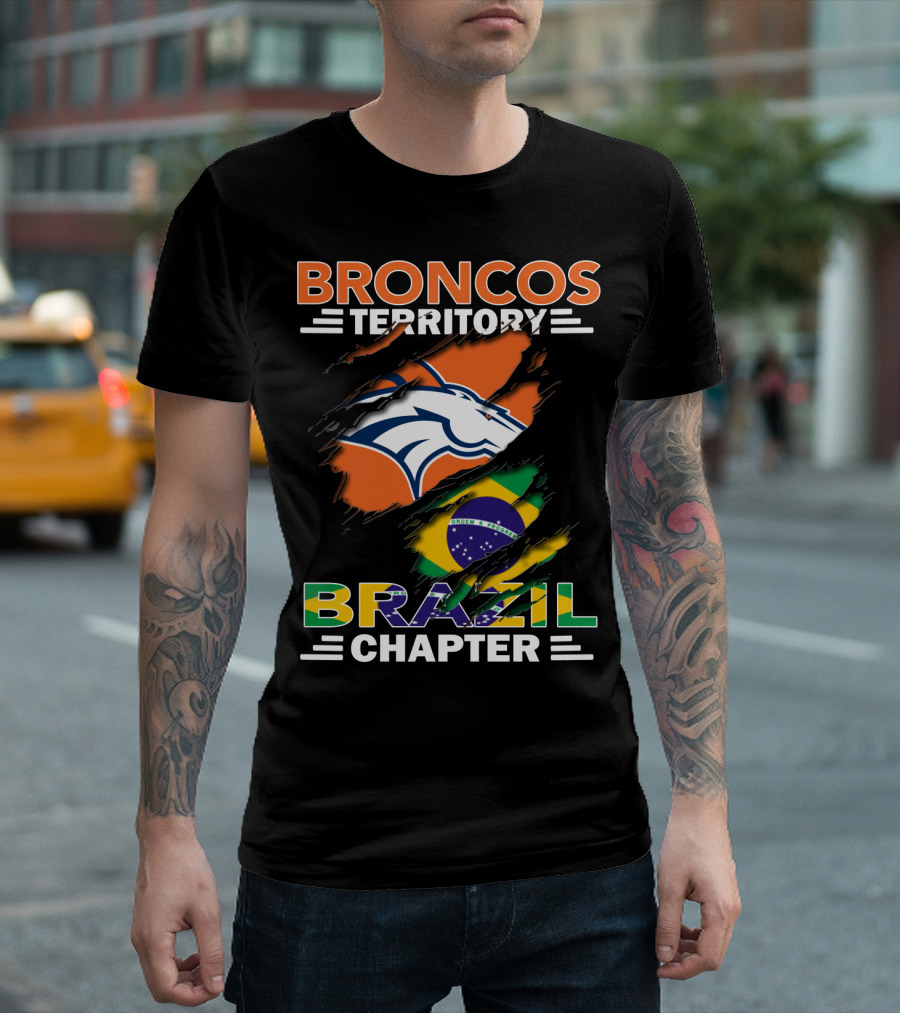 Broncos Territory Brazil Chapter NFL Fan Club Brazilian Flag T-Shirt