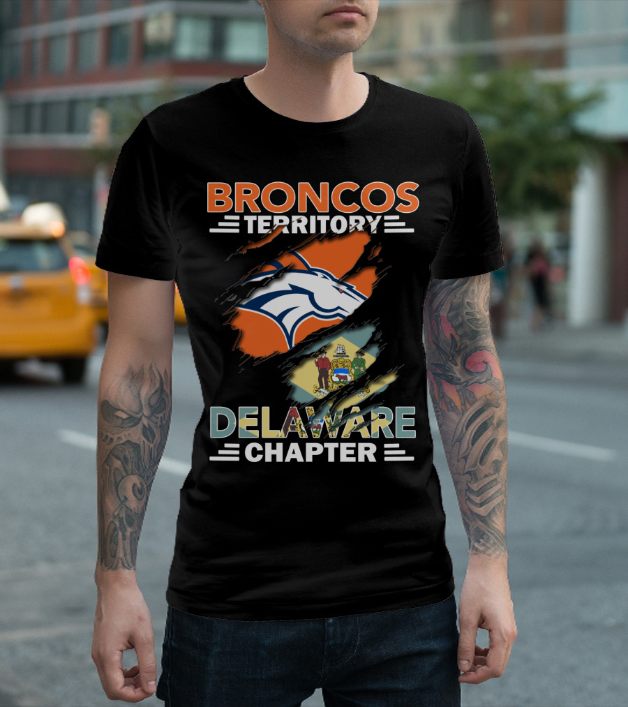 Broncos Territory Delaware Chapter State Flag and Logo Elements T-Shirt