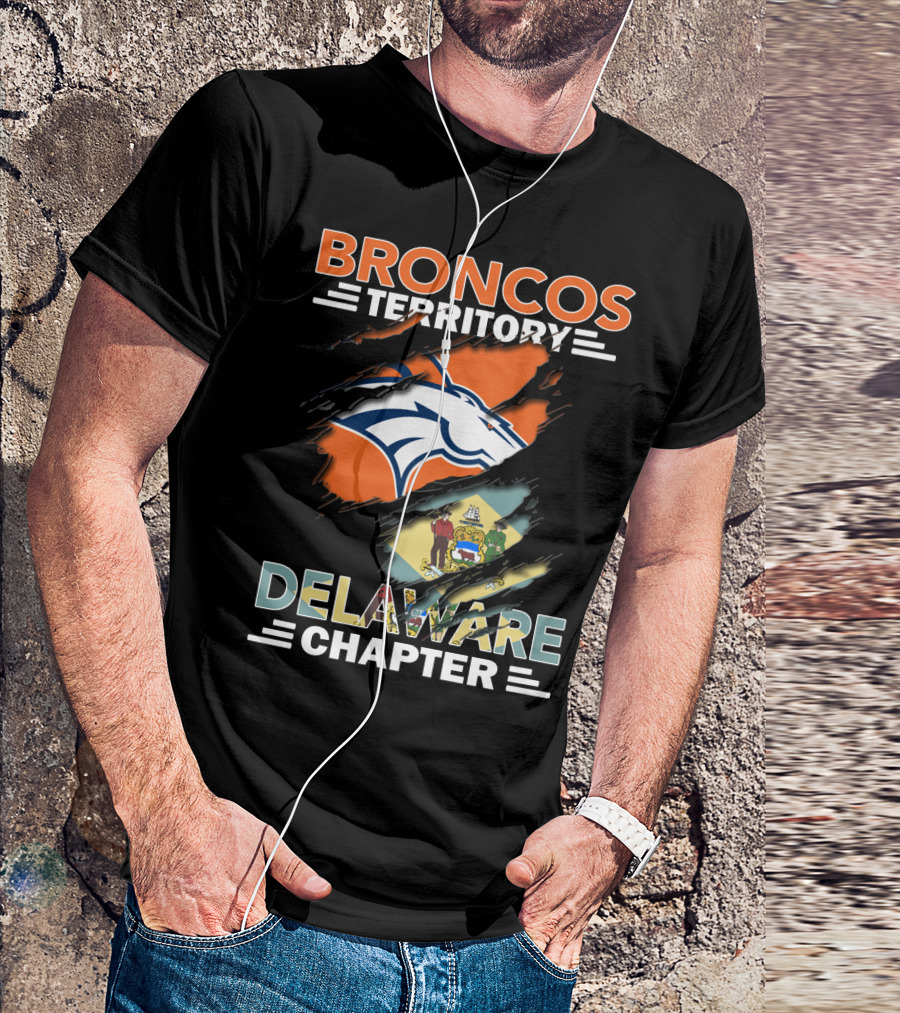 Broncos Territory Delaware Chapter State Flag And Logo Elements T-Shirt