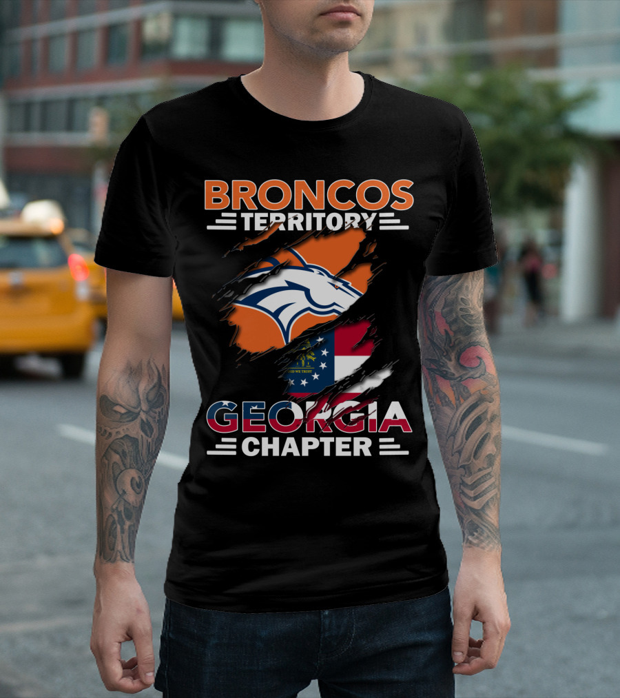 Broncos Territory Georgia Chapter Logo with State Flag and Horse Emblem T-Shirt