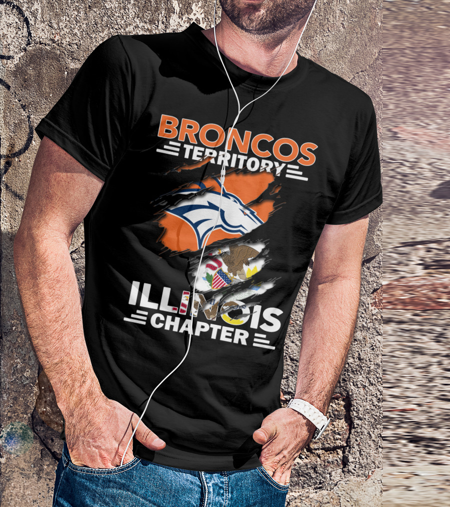 Broncos Territory Illinois Chapter Logo With State Flag And Horse Emblem T-Shirt