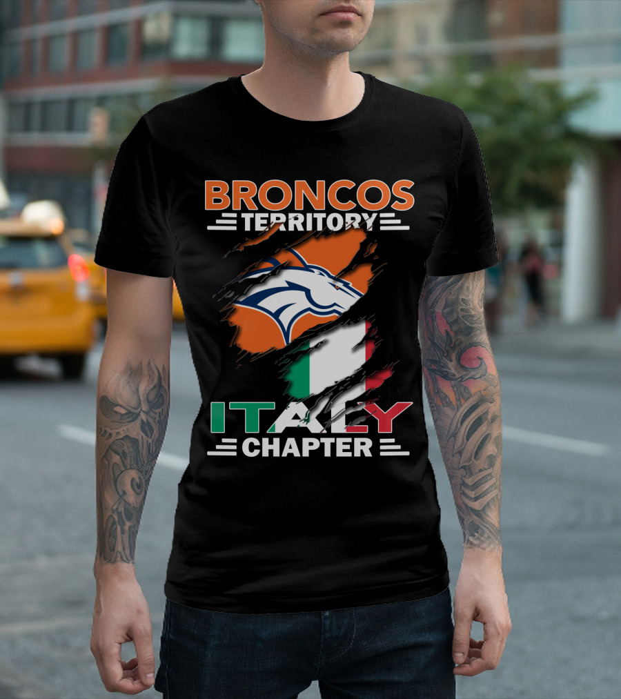 Broncos Territory Italy Chapter Italy Flag Denver T-Shirt