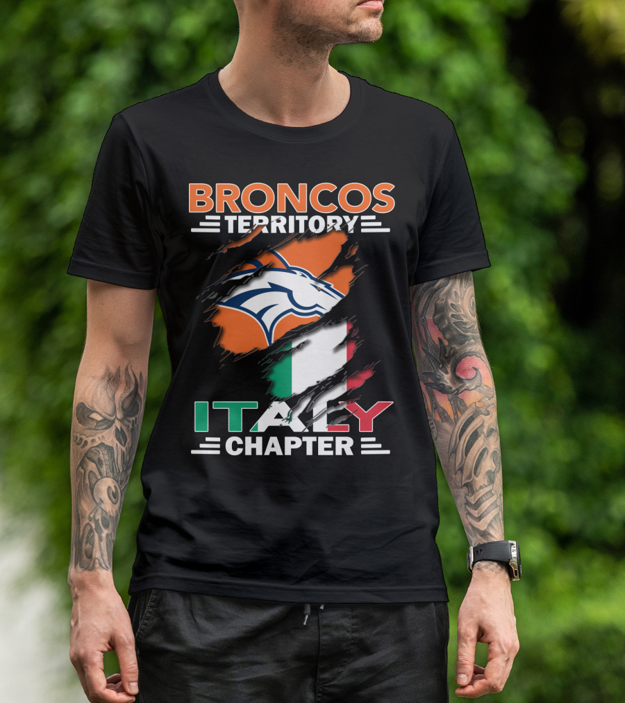 Broncos Territory Italy Chapter Italy Flag Denver T-Shirt