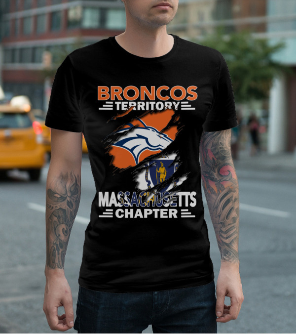 Broncos Territory Massachusetts Chapter Logo And State Flag T-Shirt