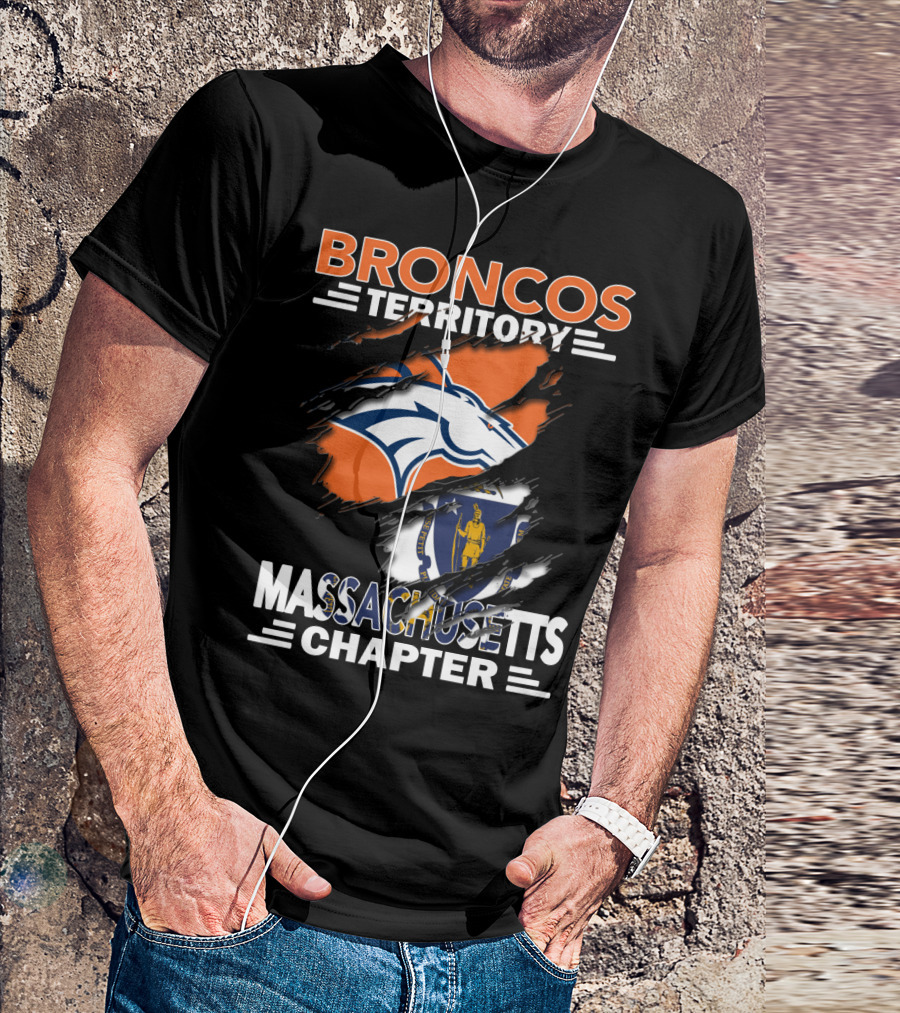 Broncos Territory Massachusetts Chapter Logo And State Flag T-Shirt
