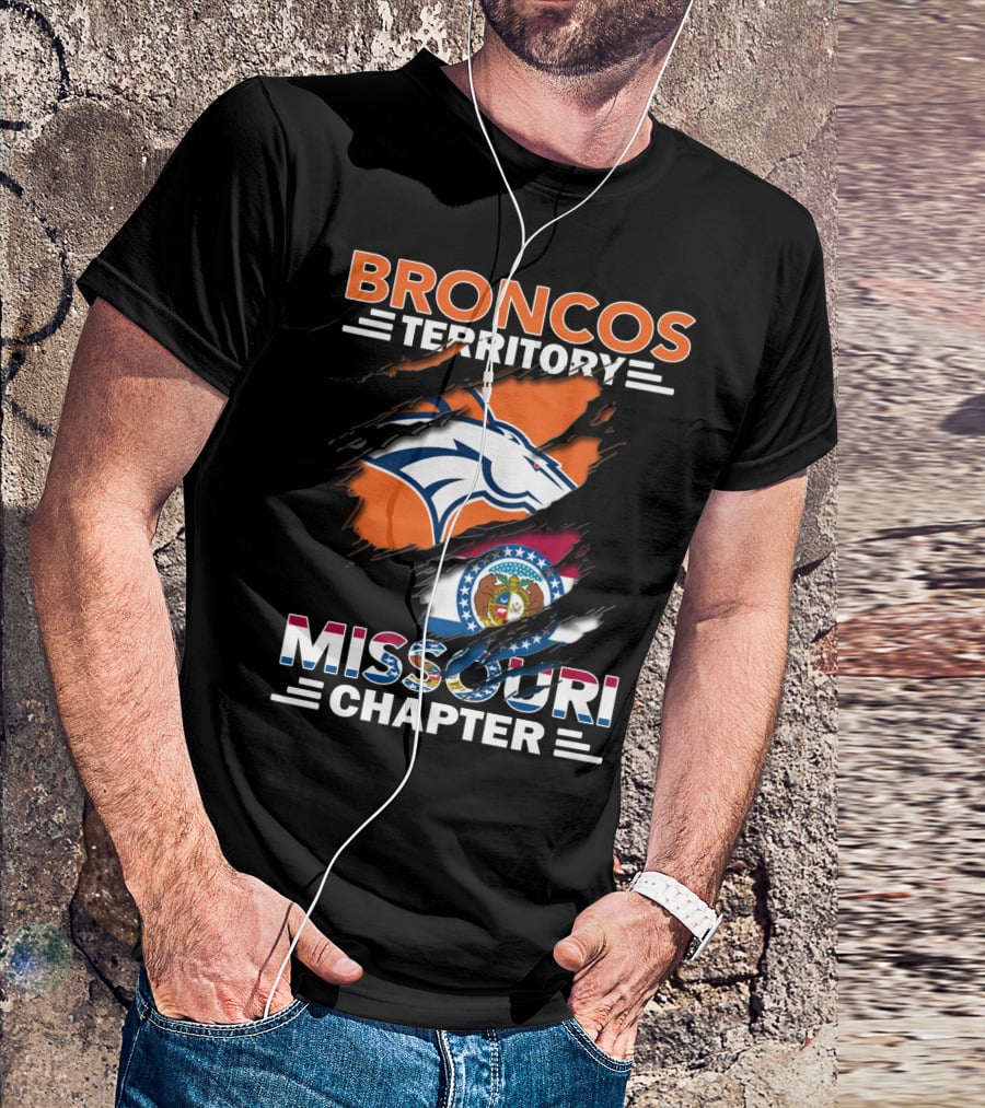 Broncos Territory Missouri Chapter Denver Broncos Logo And Missouri State Flag T-Shirt