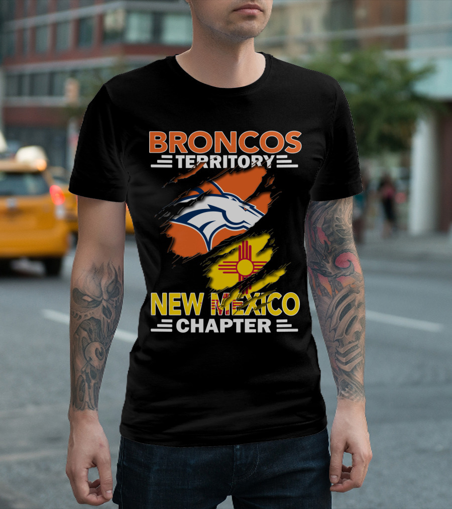 Broncos Territory New Mexico Chapter Ripped Logo and Zia T-Shirt