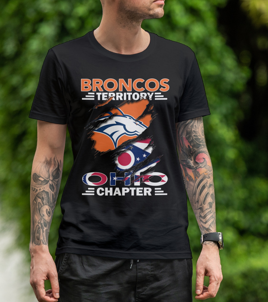 Broncos Territory Ohio Chapter Broncos Logo Ohio Flag T-Shirt
