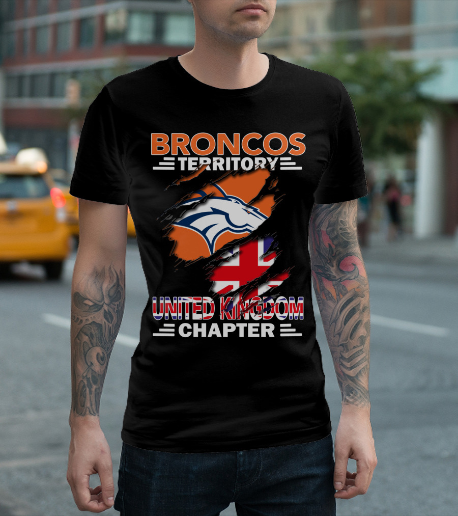 Broncos Territory United Kingdom Chapter Broncos Logo and Flag T-Shirt