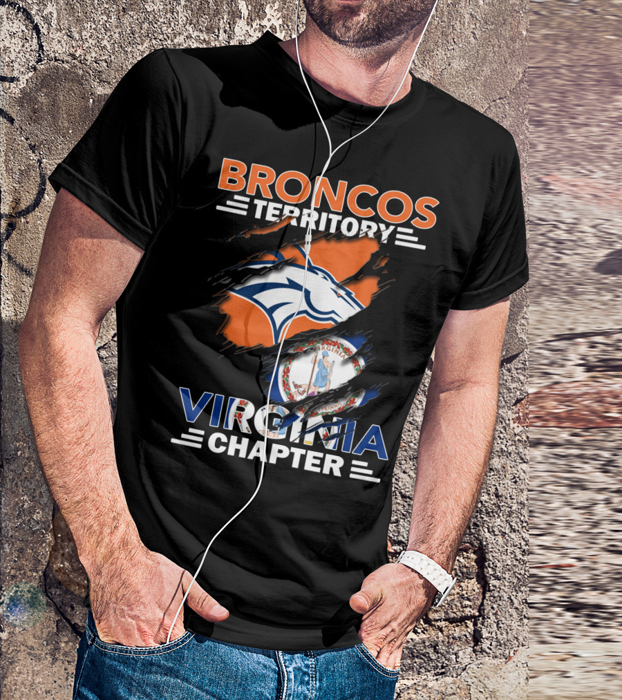 Broncos Territory Virginia Chapter Logo With Virginia State Flag And Denver Broncos Emblem T-Shirt