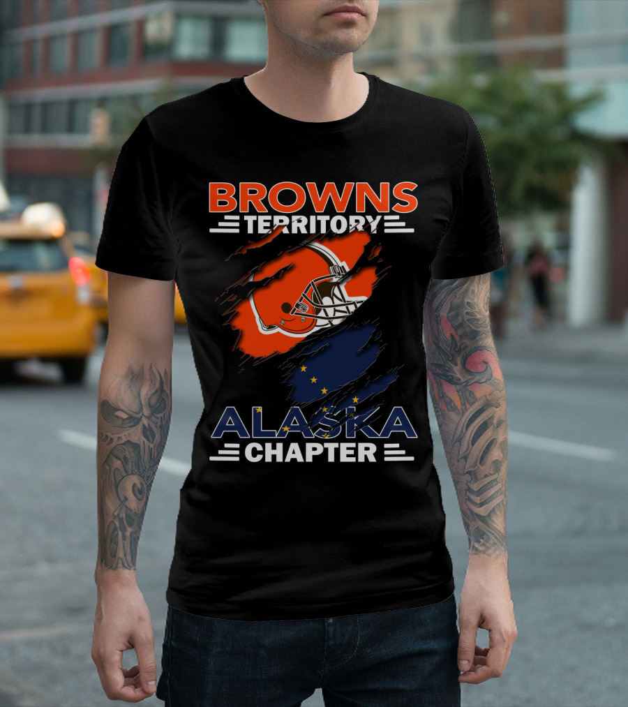 Browns Territory Alaska Chapter Football Helmet And Alaska Flag Integration T-Shirt