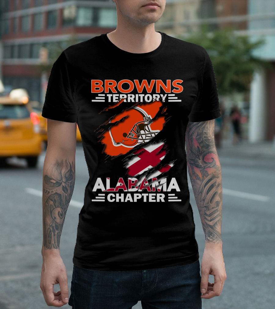 Browns Territory Alabama Chapter Football Helmet And Cross T-Shirt