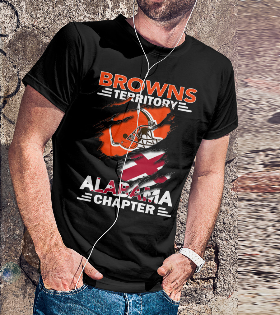 Browns Territory Alabama Chapter Football Helmet And Cross T-Shirt