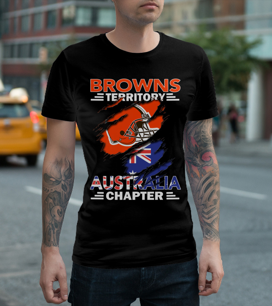 Browns Territory Australia Chapter Helmet With Flag T-Shirt