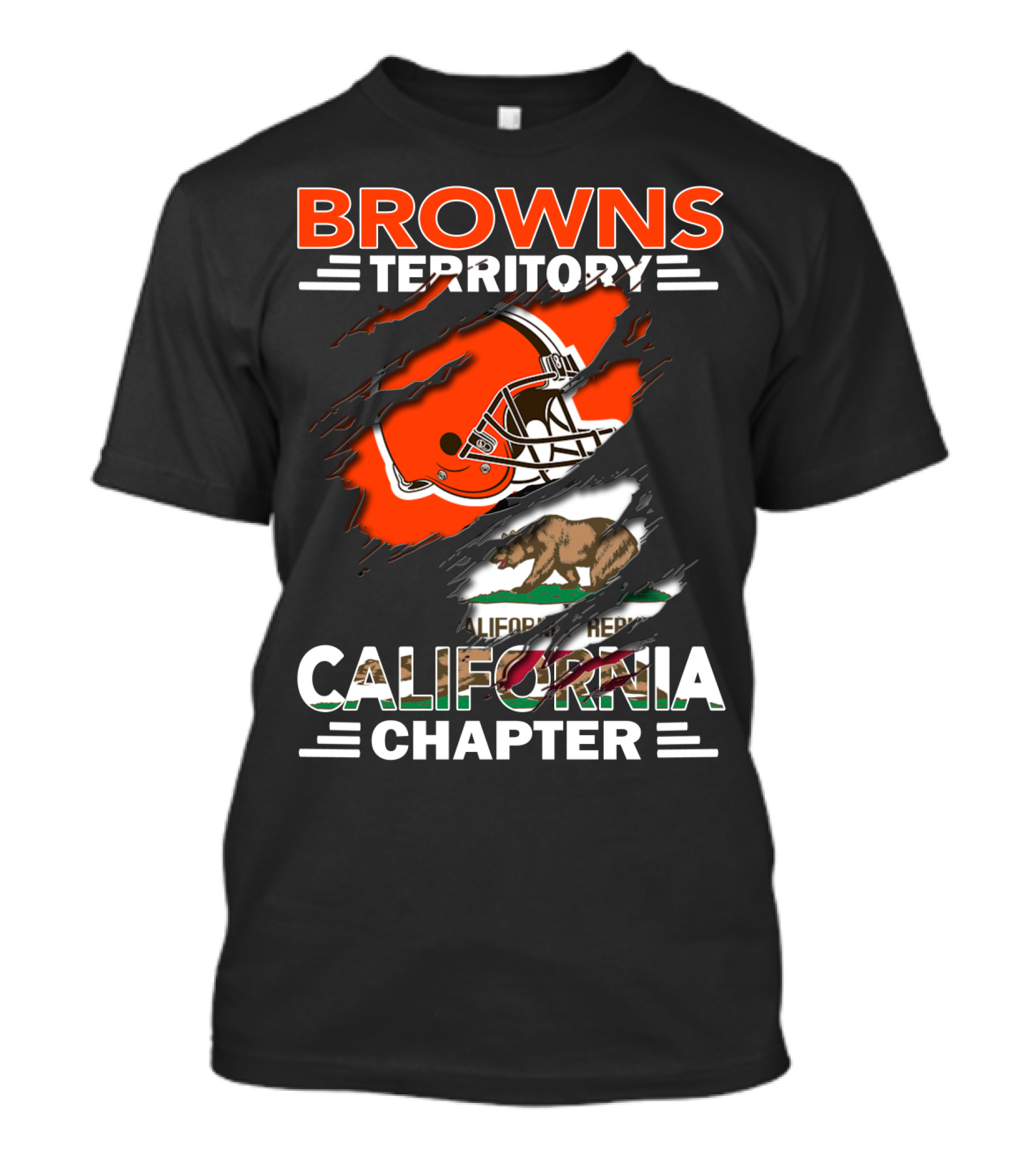 Browns Territory California Chapter Football Helmet Bear Flag Graphics T-Shirt
