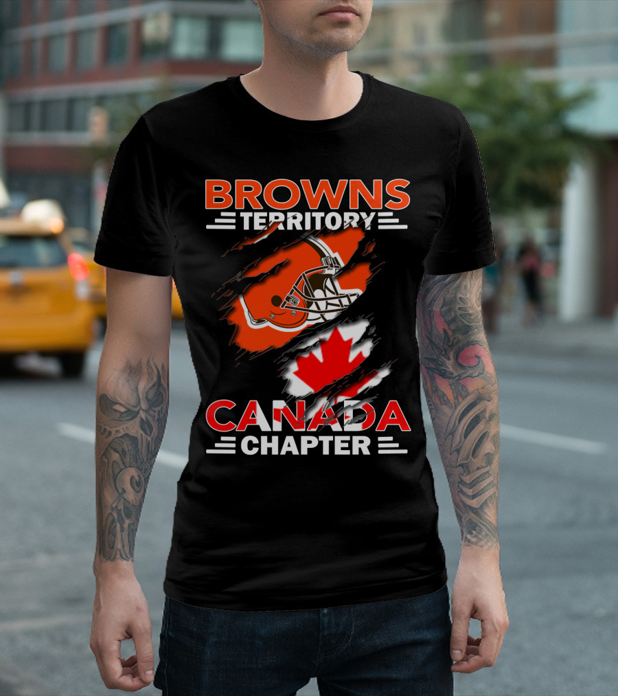 Browns Territory Canada Chapter Helmet And Maple Leaf T-Shirt