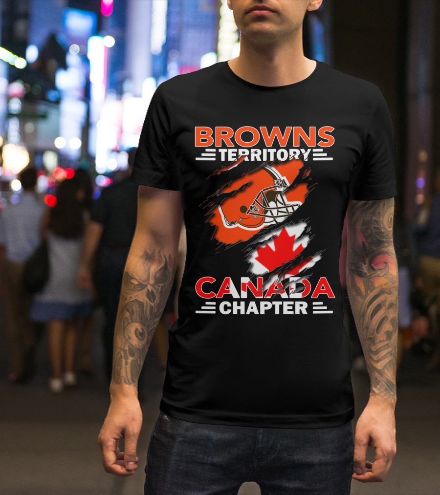 Browns Territory Canada Chapter Helmet And Maple Leaf T-Shirt