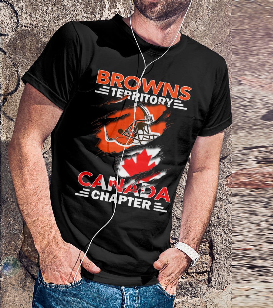 Browns Territory Canada Chapter Helmet And Maple Leaf T-Shirt