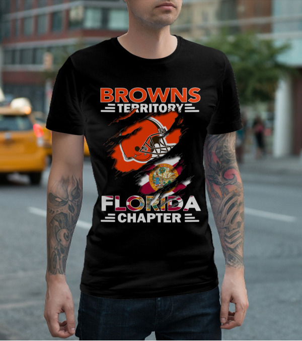Browns Territory Florida Chapter Football Helmet And State Flag T-Shirt