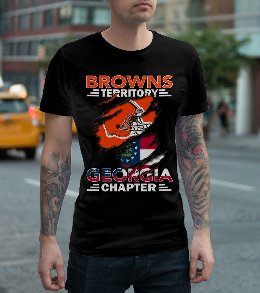 Browns Territory Georgia Chapter Helmet And Flag T-Shirt