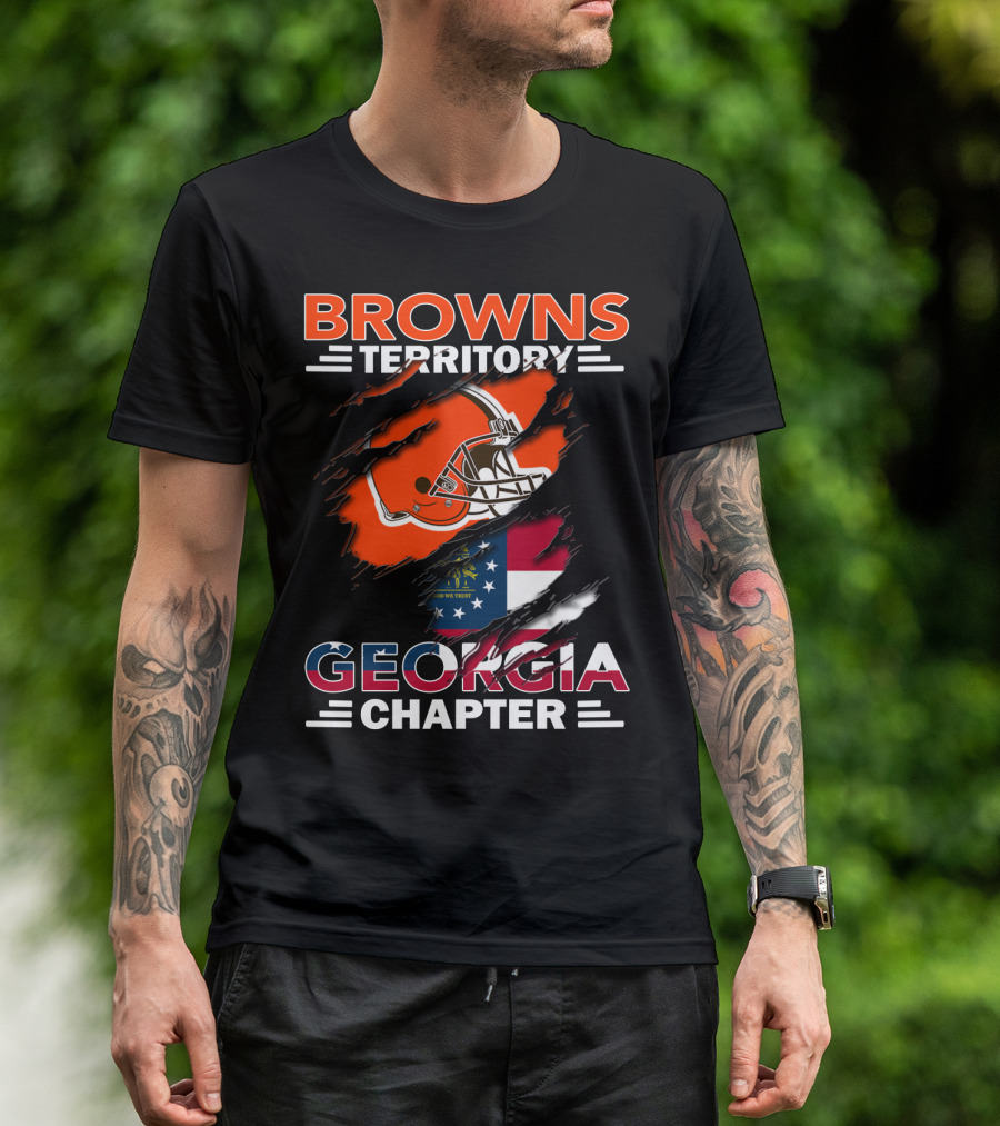 Browns Territory Georgia Chapter Helmet And Flag T-Shirt