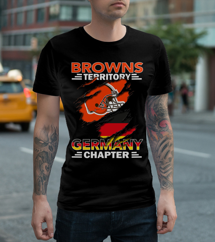 Browns Territory Germany Chapter Helmet and Flag T-Shirt