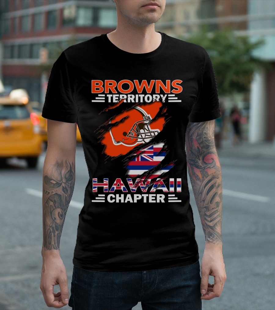 Browns Territory Hawaii Chapter Football Helmet Hawaiian Flag T-Shirt