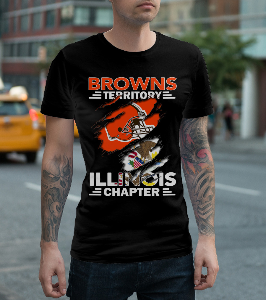 Browns Territory Illinois Chapter Helmet And American Eagle T-Shirt